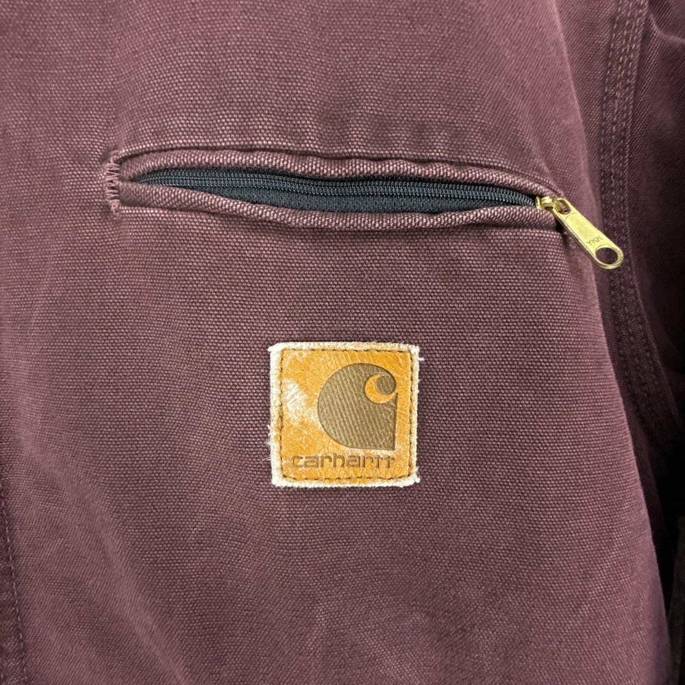 Vintage‎ Carhartt Detroit Jacket Blanket Lined Mens Medium J43 BRG Burgundy EUC - Picture 11 of 16